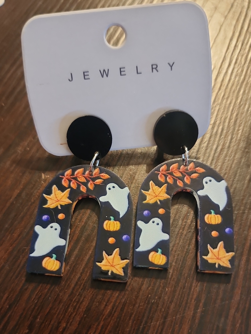 Halloween Ghost Arch Earrings in Black – Seasonal Women’s Jewelry